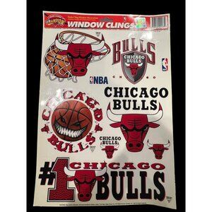Brand New Chicago Bulls NBA Window Clings, 90s Basketball Man Cave Decor‎ NOS